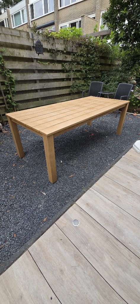 Tuintafel aluminium met houtlook, Tuin en Terras, Tuintafels, Ophalen, Gebruikt, Rechthoekig, Aluminium