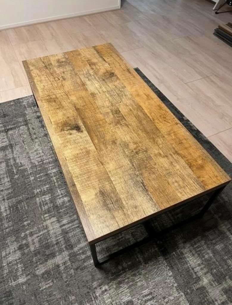 Salontafel profijt meubel met stalen zwarte poten, Ophalen, 100 tot 150 cm, 50 tot 100 cm, Zo goed als nieuw