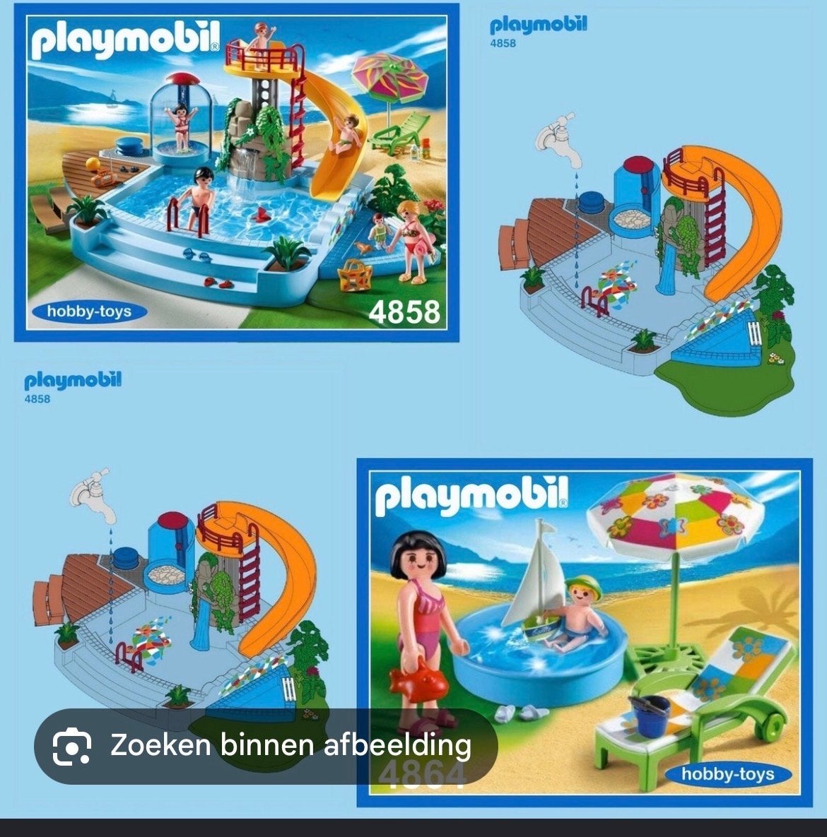 Playmobil Zwembad met Glijbaan en Figuren (4858), Ophalen of Verzenden, Gebruikt, Jongen of Meisje