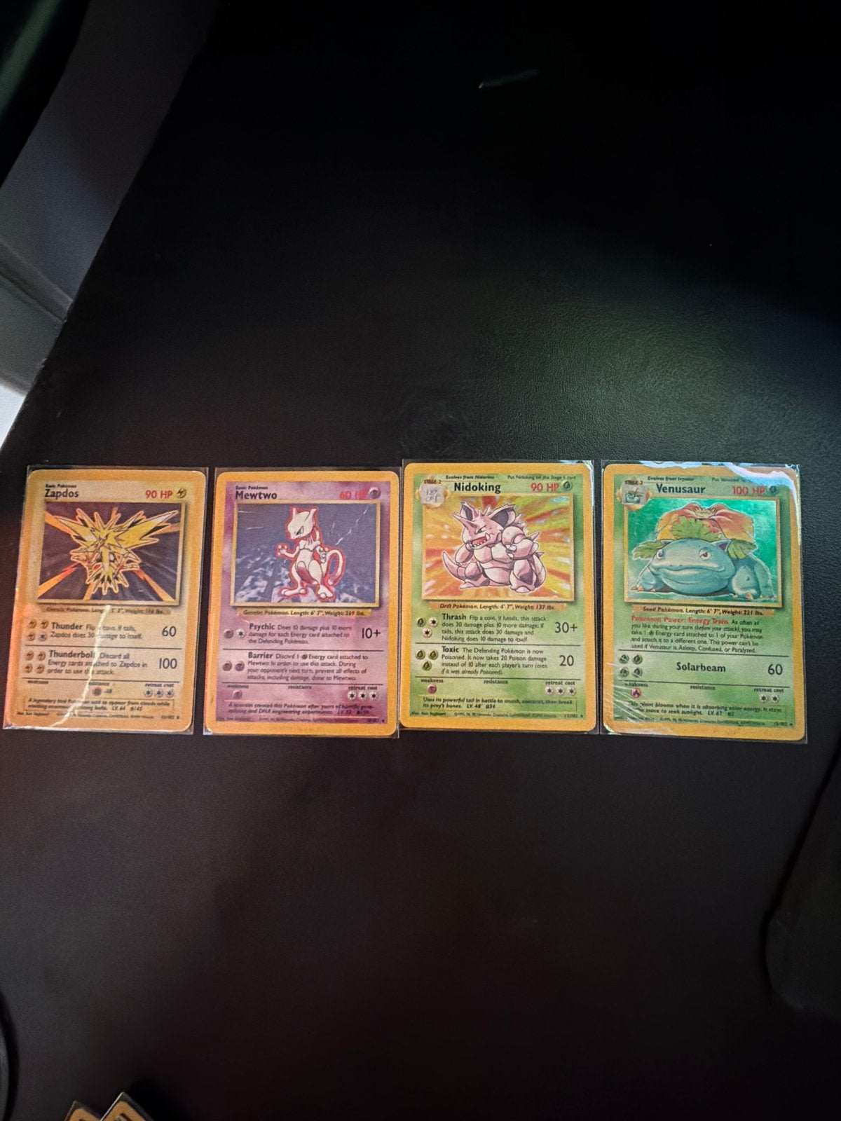 Zeldzame Pokémon kaarten: Zapdos, Mewtwo, Nidoking, Venusaur, Ophalen of Verzenden, Gebruikt, Meerdere kaarten