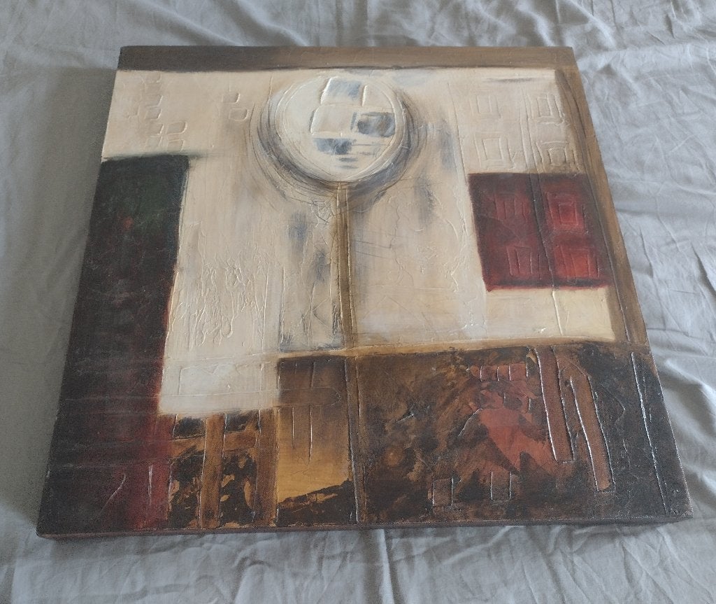 abstracte schilderij warm kleuren palet, Ophalen