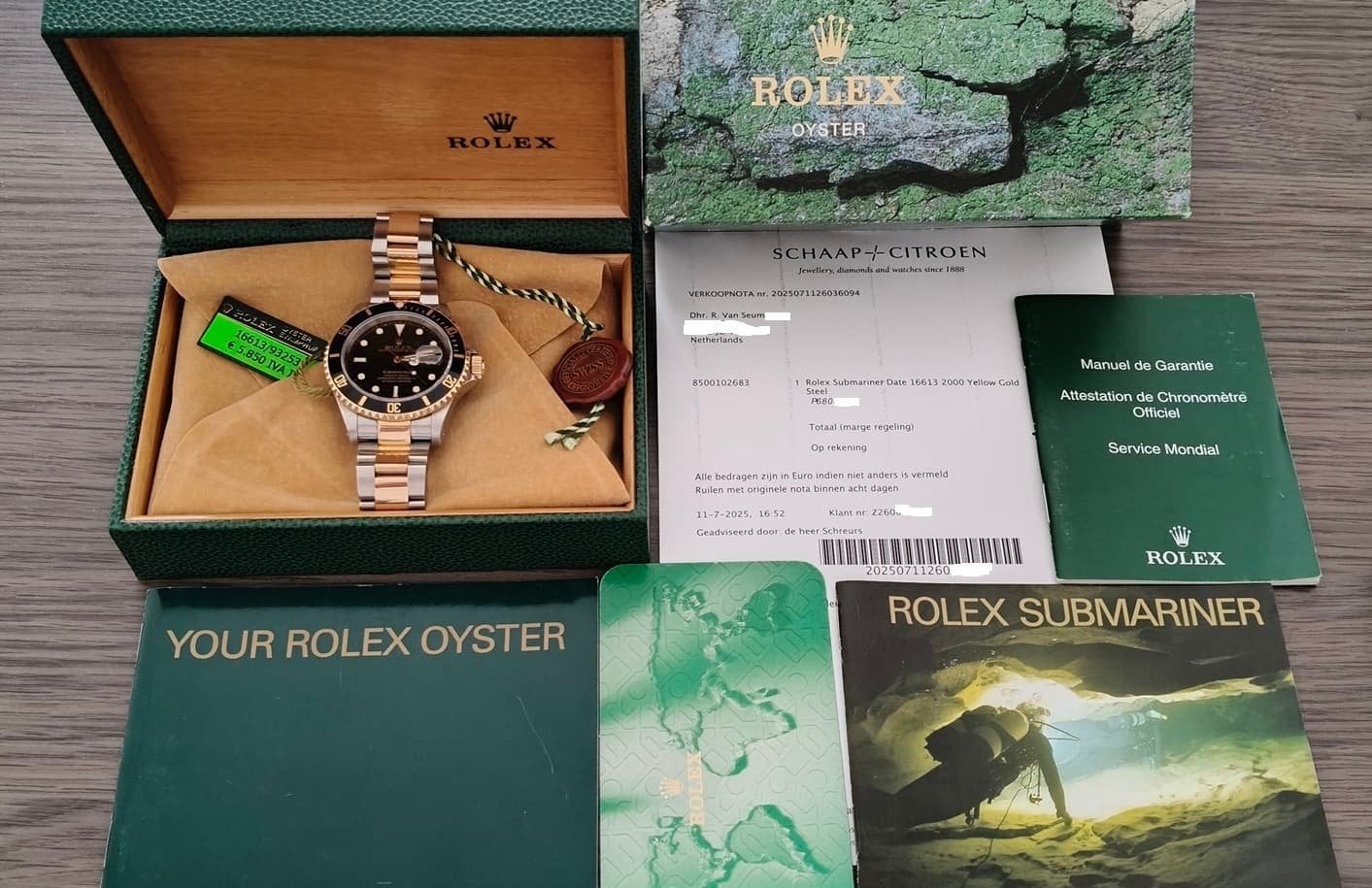Rolex Submariner 11613LN Bi-color Goud/Staal, Ophalen, Staal, Rolex, Polshorloge