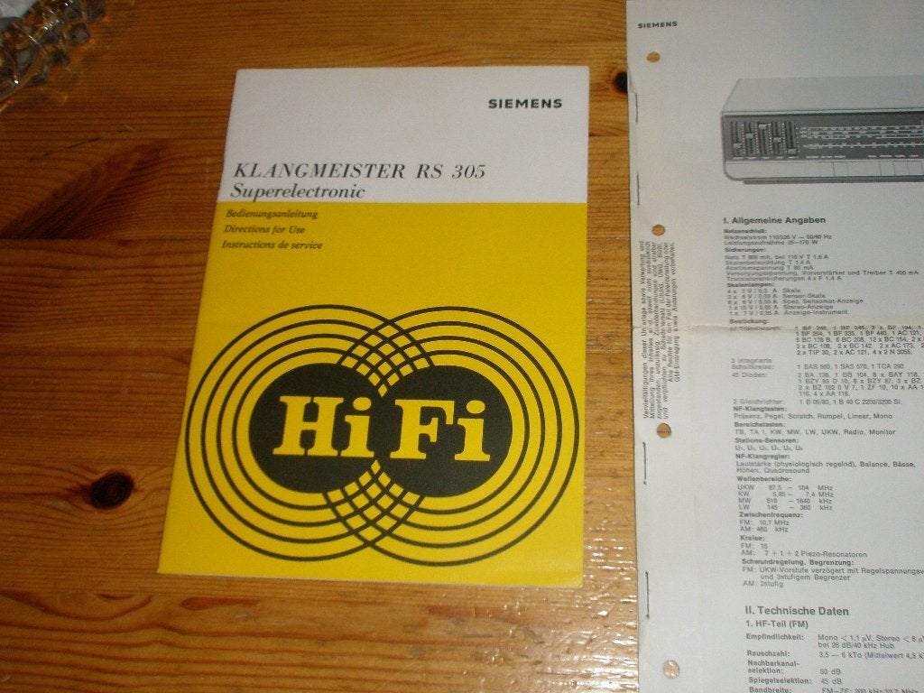 Siemens Klangmeister RS305 Gebruikers Handleiding en Docu., Ophalen of Verzenden