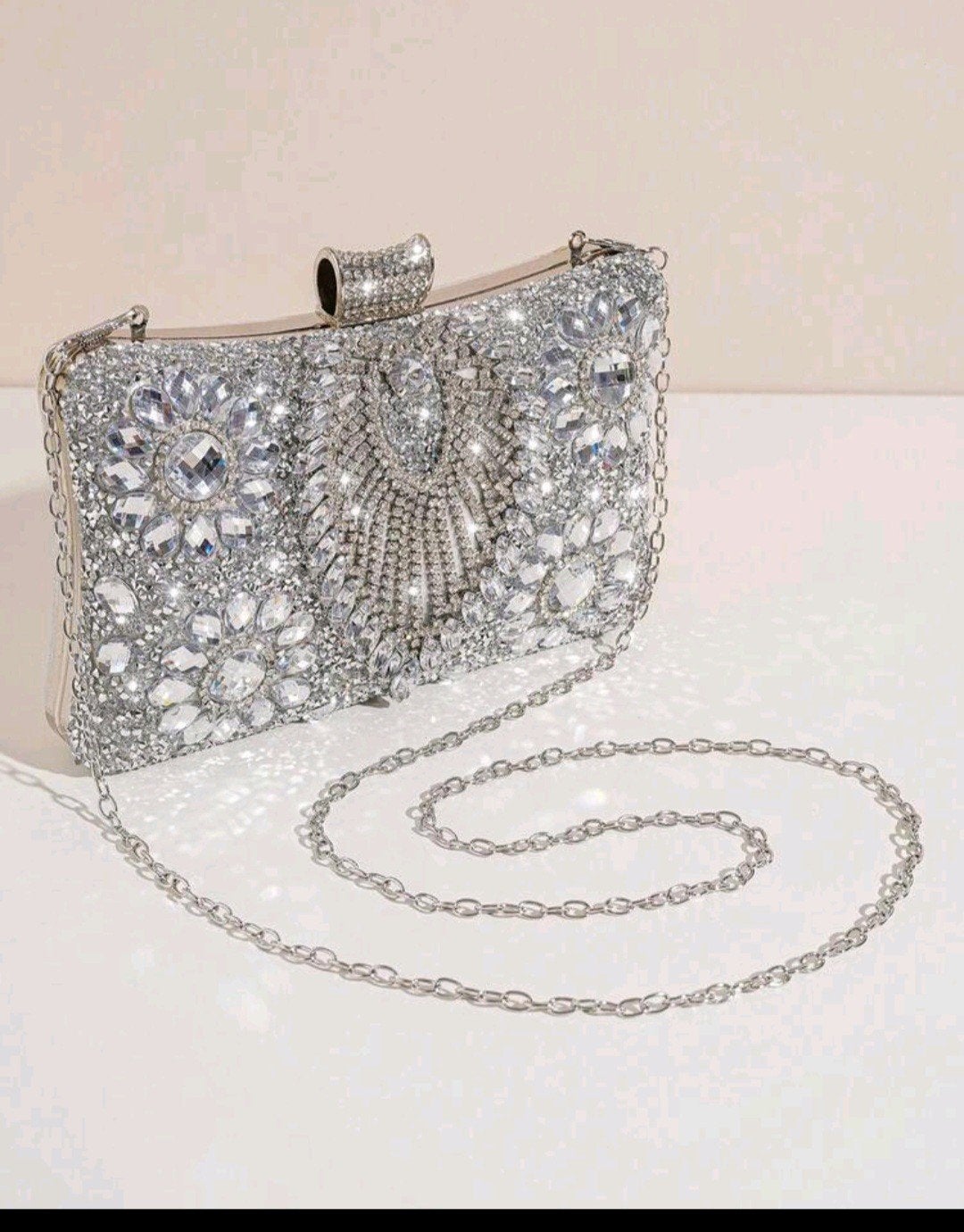 Nieuwe Zilveren Avondtasje met Strass Steentjes, Ophalen, Nieuw, Avondtasje