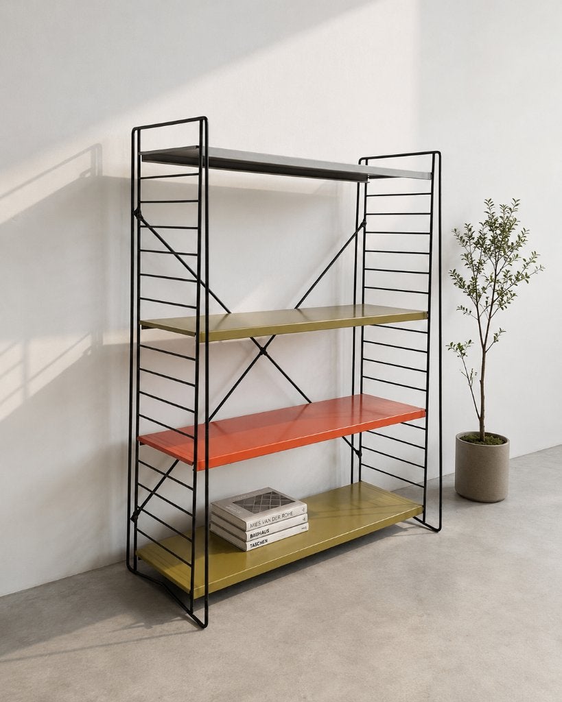 Vintage Tomado metalen rek met verstelbare planken, Huis en Inrichting, Woonaccessoires | Wandplanken en Boekenplanken, Ophalen