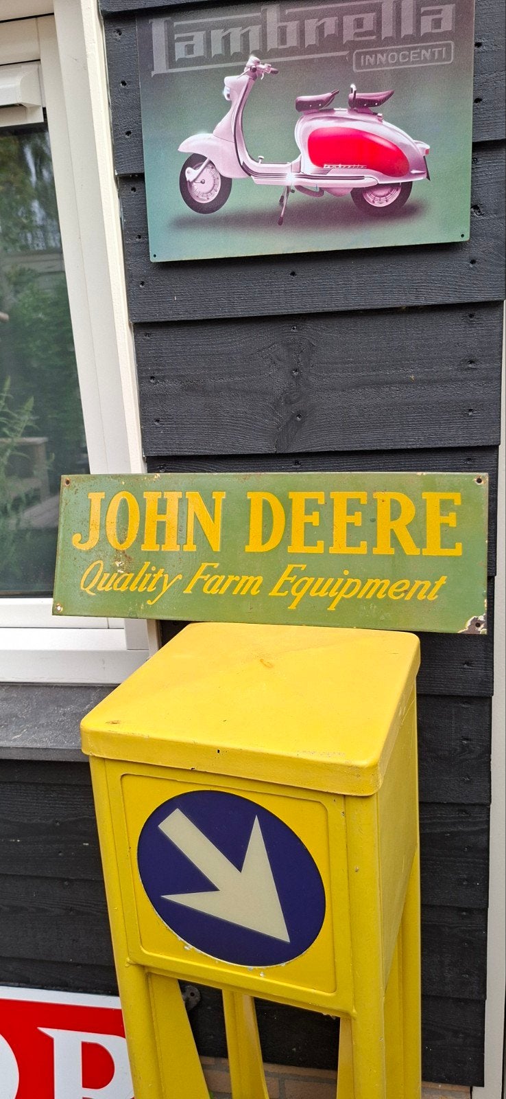 Emaille JOHN DEERE zeer oud 60 cm x 21 cm, Verzamelen, Merken en Reclamevoorwerpen, Ophalen of Verzenden, Gebruikt, Reclamebord