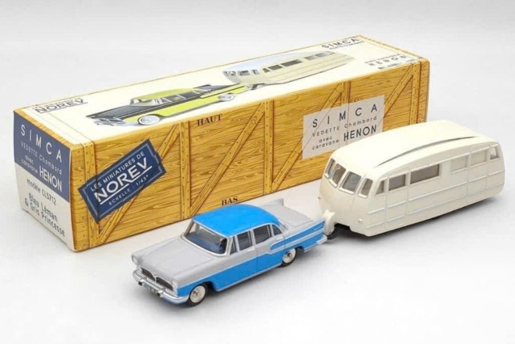 Simca Chambord blauw 1958 & caravan Henon 1/43 NOREV CL5712, Hobby en Vrije tijd, Modelauto's | 1:43, Verzenden, Nieuw, Auto, Norev