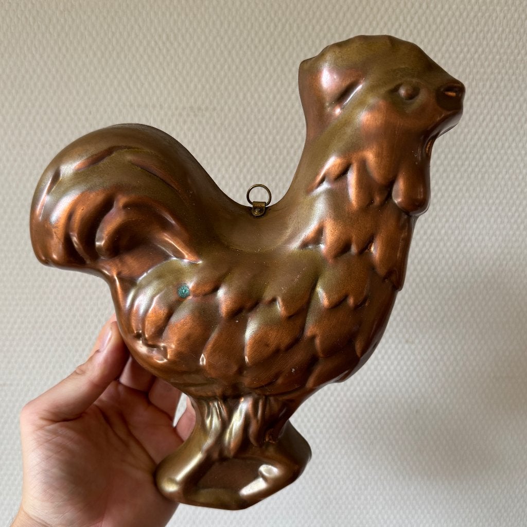 Antieke Vintage Bak Vorm Haan Tagus Portugal Roodkoper Koper, Huis en Inrichting, Keuken | Potten en Pannen, Gebruikt, Overige typen