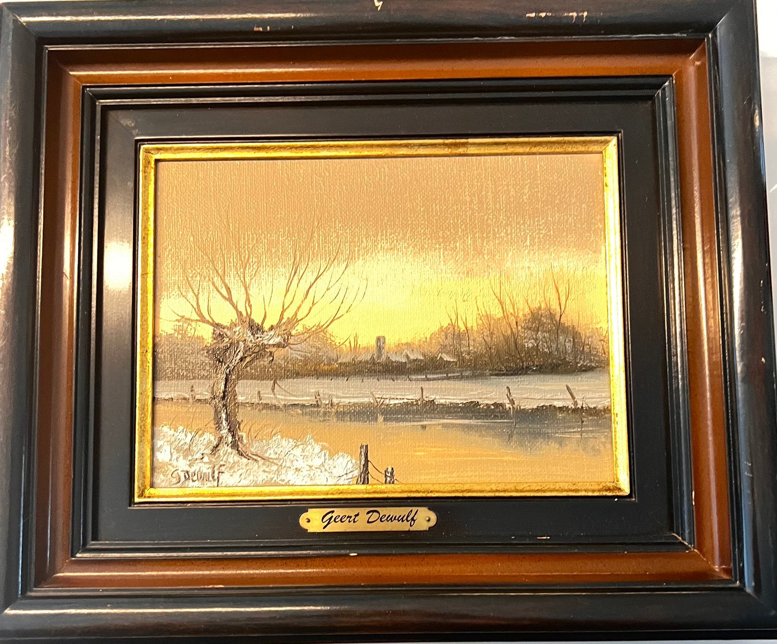 Orgineel oliverschilderij Geert Dewulf winter, Ophalen of Verzenden
