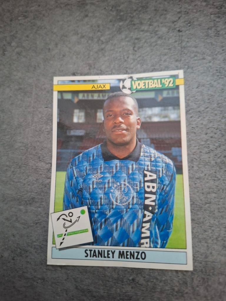 Panini sticker Voetbal 92. Keeper Stanley Menzo Ajax, Verzenden, Zo goed als nieuw, Sticker