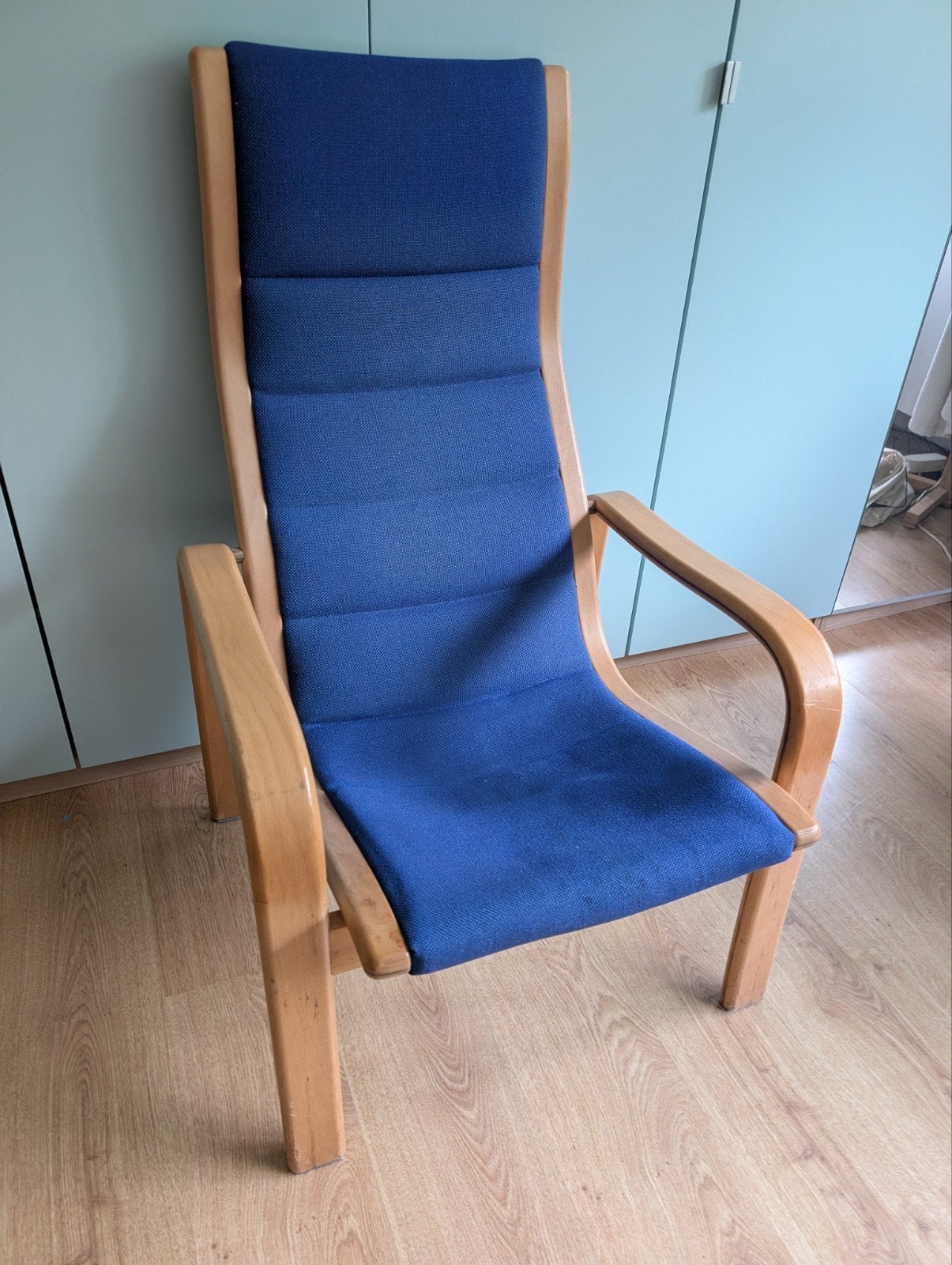 Yngve Ekström Lamino fauteuil - Zweeds design, Scandinavisch design, Mid-century modern, Gebruikt, Blauw, Ophalen of Verzenden