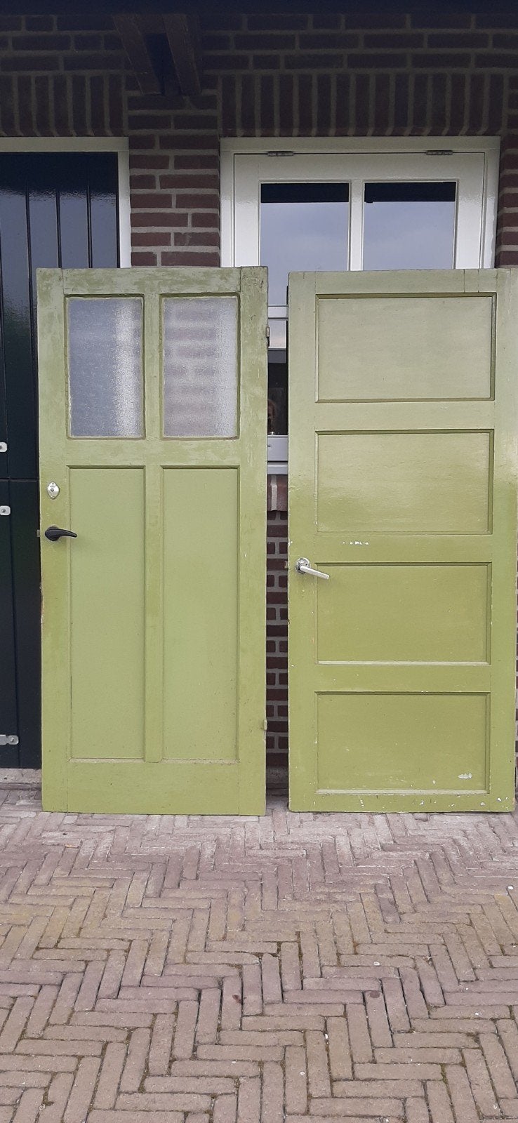 2 oude paneeldeuren, nostalgie , brocante, Ophalen, Gebruikt, 80 tot 100 cm, Binnendeur