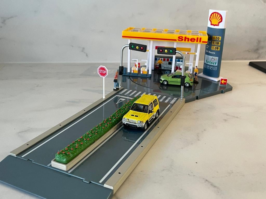 Hongwell Cararama - Shell tankstation set (zo goed als nieuw, Overige merken, Auto, Groter dan 1:32, Ophalen of Verzenden