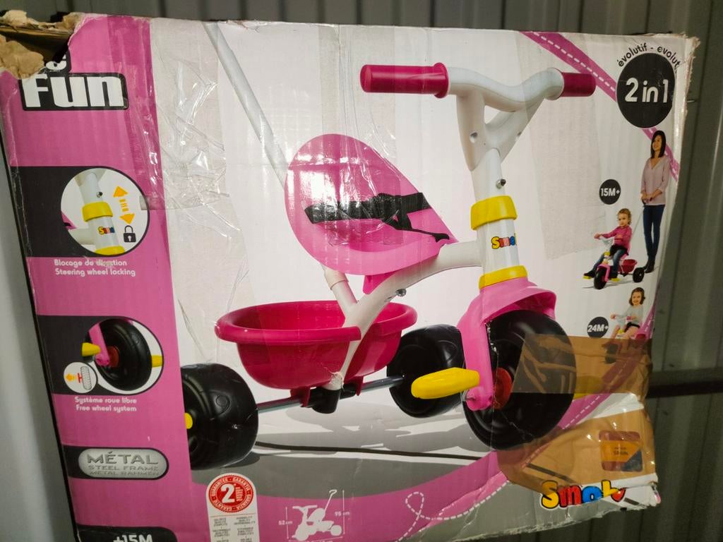 Smoby driewieler 2 in 1 in doos, Ophalen, Nieuw