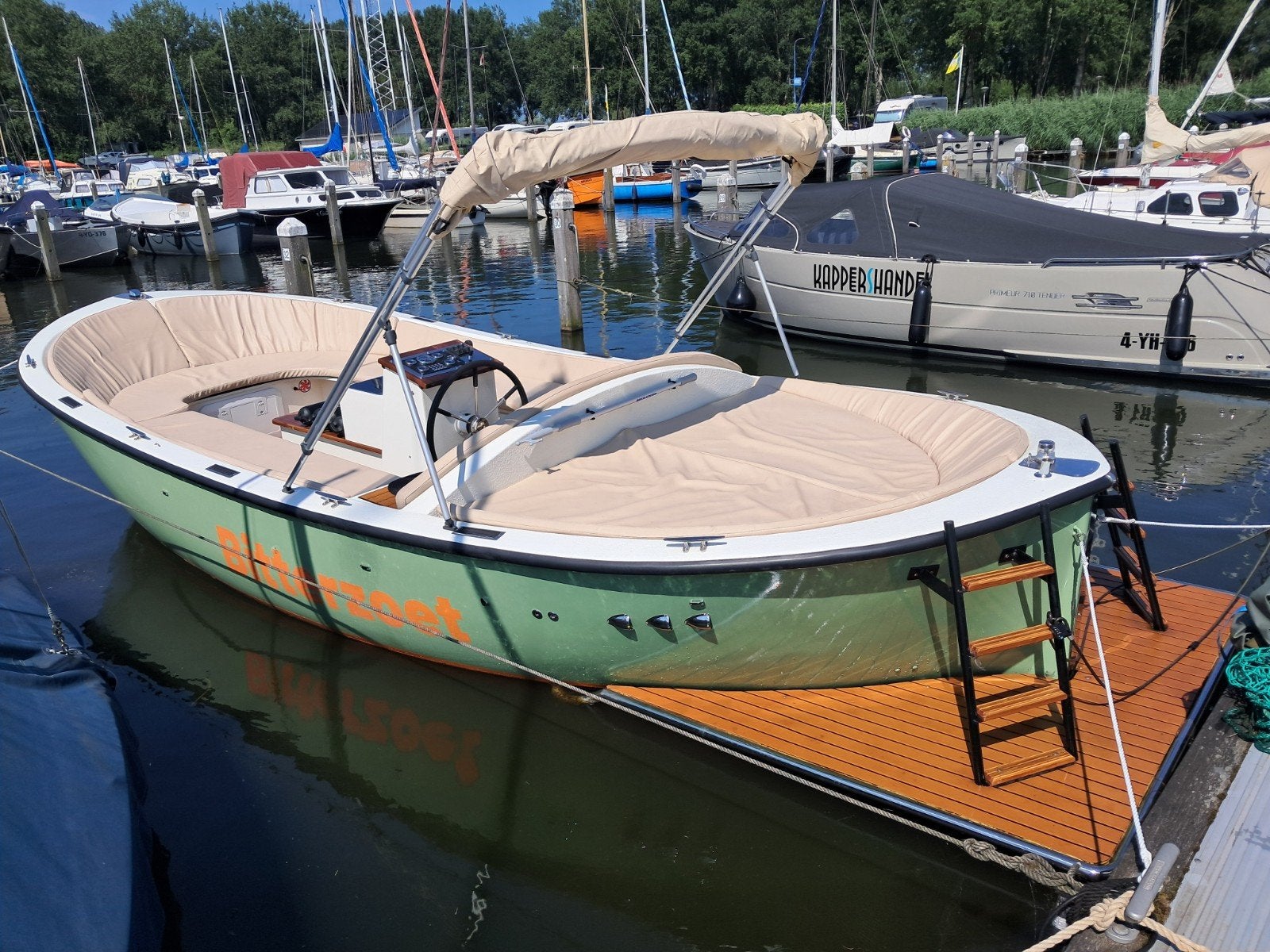 Prachtige Harding sloep volledig gerestaureerd, Watersport en Boten, Motorboten en Motorjachten, Sloep, Ophalen, Zonnedek