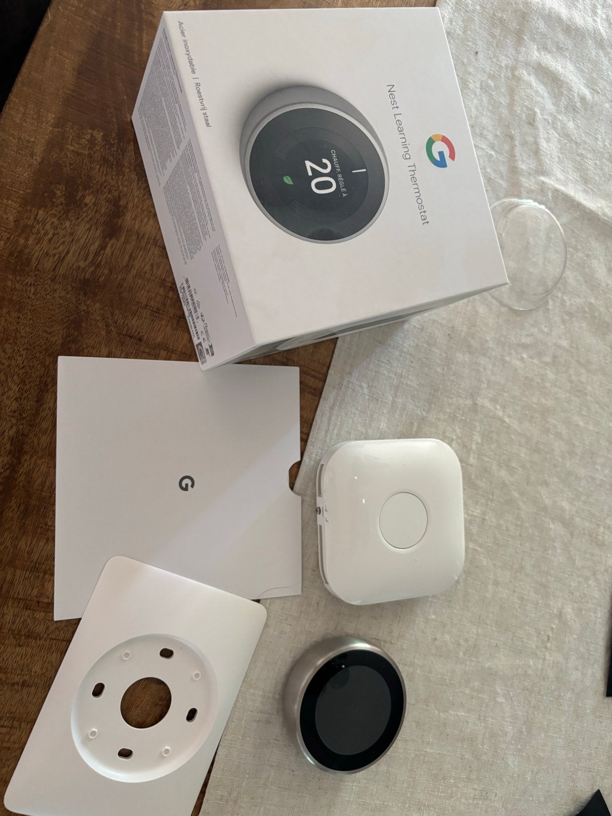 Google Nest Learning Thermostat (3e generatie) in RVS/zilver, Doe-het-zelf en Verbouw, Thermostaten, Ophalen of Verzenden, Slimme thermostaat