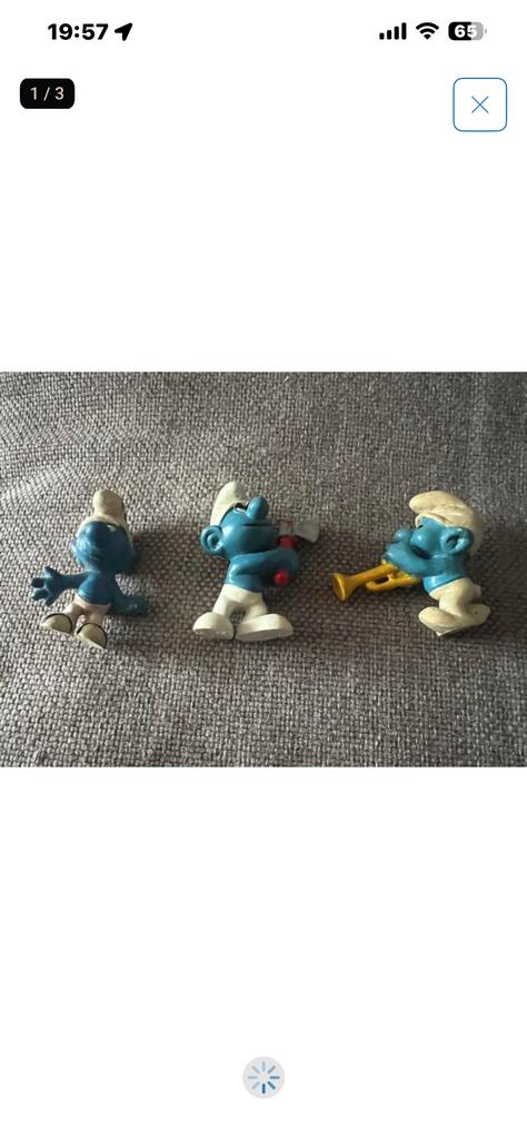 3 oude eerste smurfe, Ophalen of Verzenden, Zo goed als nieuw, Verschillende Smurfen