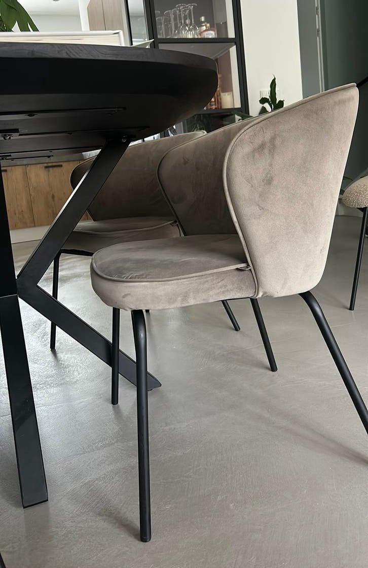 Be Pure Home grijze velvet stoelen, Ophalen, Twee, Zo goed als nieuw, Stof