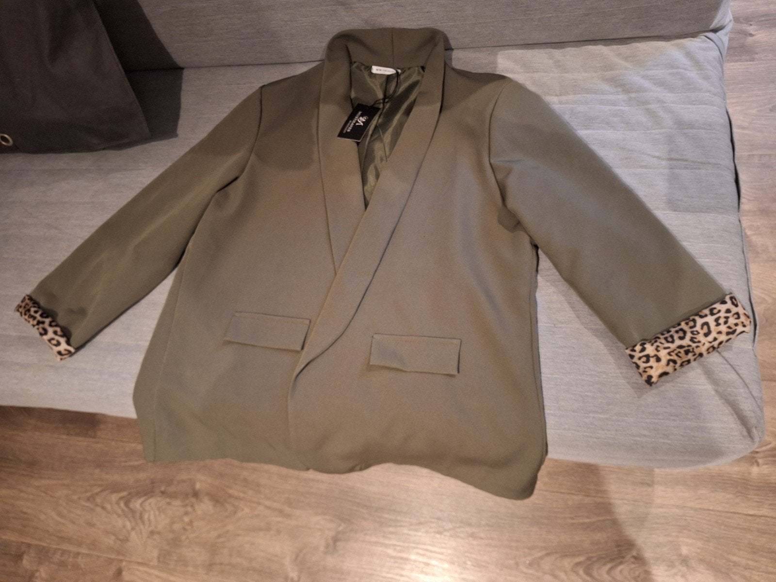 Groene blazer met luipaardprint mouwen, Ophalen of Verzenden, Nieuw, Groen