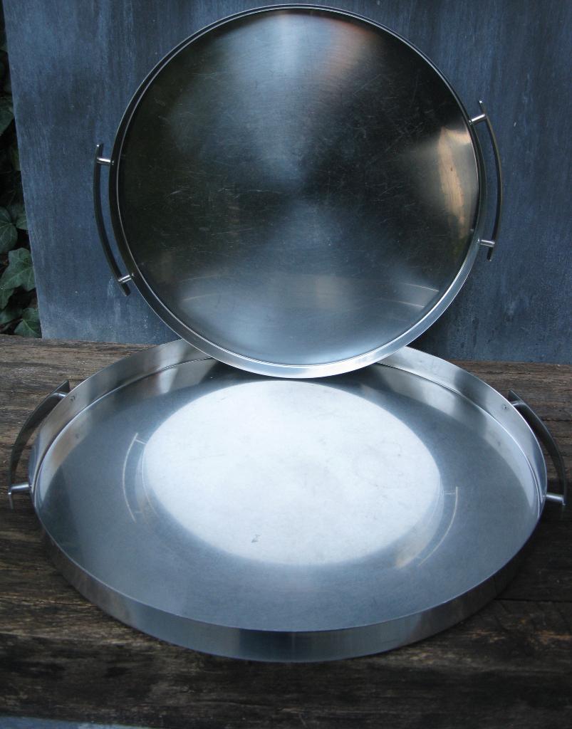 2x STELTON DIENBLAD CYLINDA-LINE ARNE JACOBSEN, Ophalen of Verzenden, Gebruikt, Metaal, Zilver