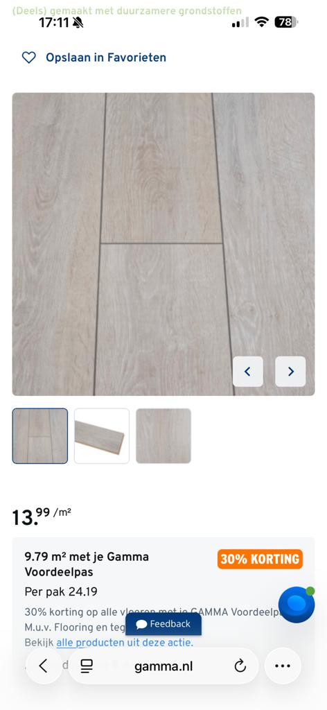 Nieuw laminaat (3 pakken, 2,47 m²) - Gamma, Kunststof, Nieuw, Ophalen of Verzenden, Minder dan 5 m²
