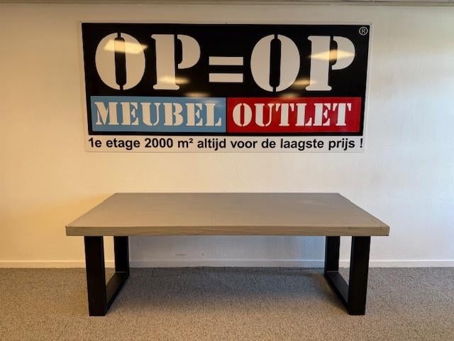 eettafel / bureau betonlook 220 x 100 x 77 cm, Ophalen, Gebruikt, Overige materialen, 200 cm of meer