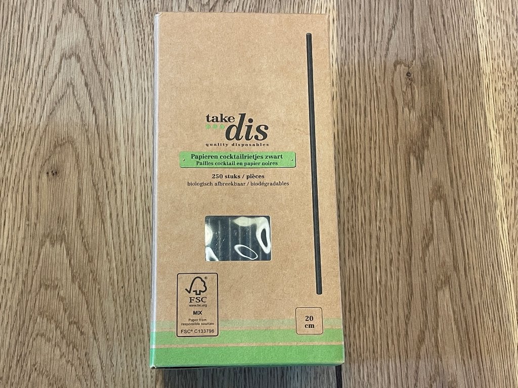 D467 Take Dis Papieren cocktailrietjes zwart NIEUW Rietjes, Ophalen of Verzenden, Nieuw