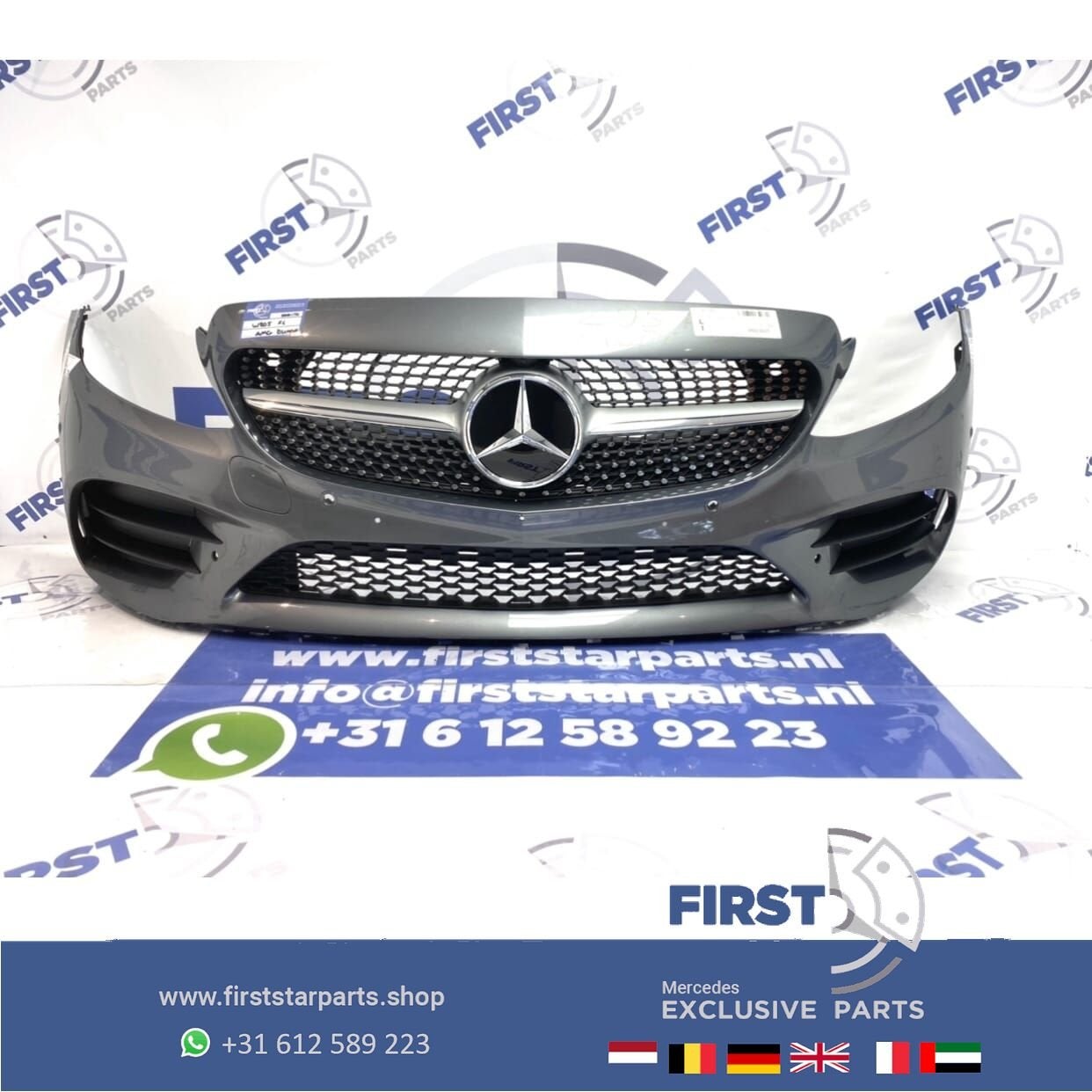 W205 FACELIFT AMG VOORBUMPER + diamond gril 2019 Mercedes C, Gebruikt, -, Voor, Ophalen of Verzenden