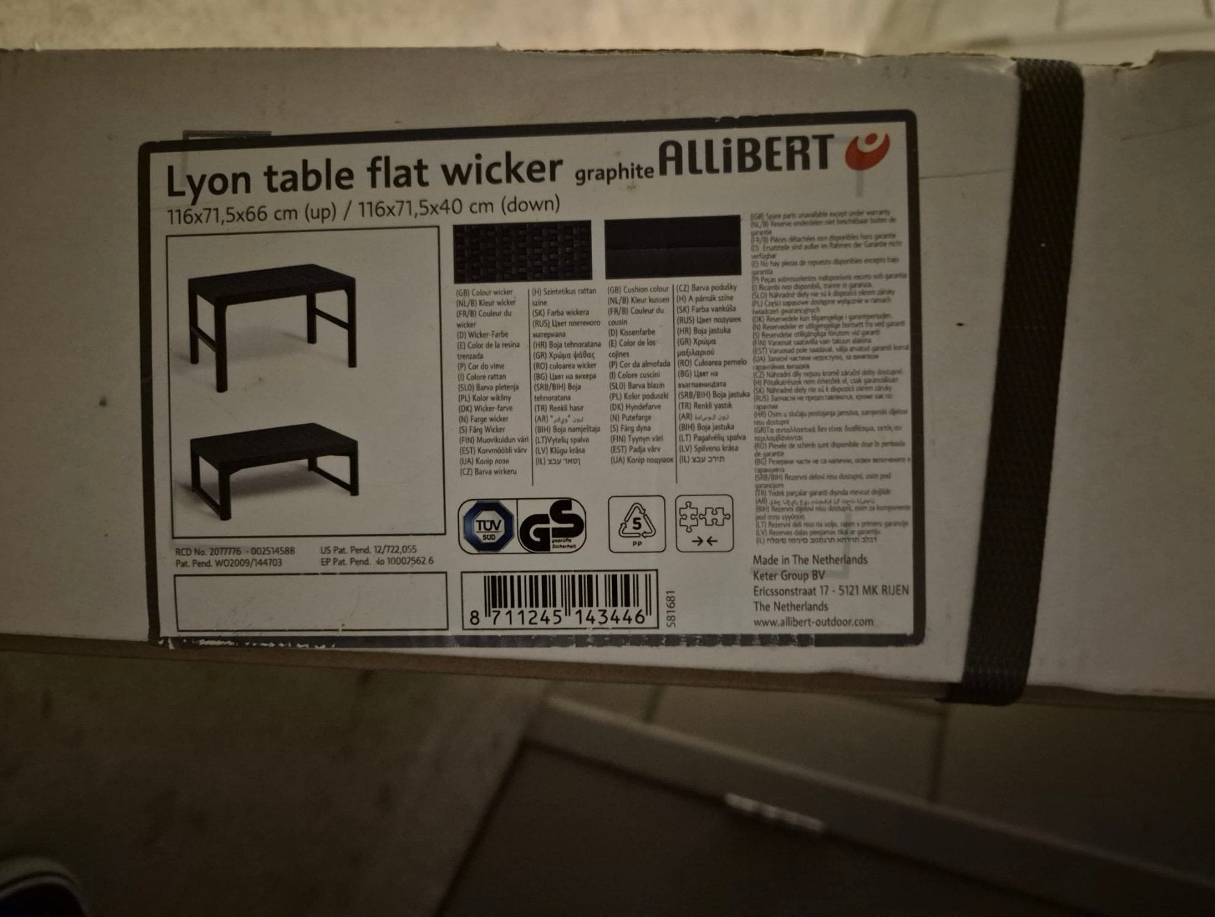 Tuintafel nieuw in doos, Ophalen of Verzenden, Nieuw, Rechthoekig, Wicker