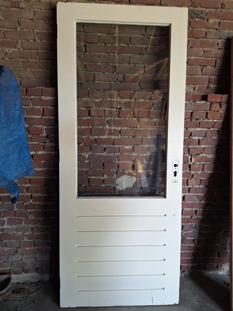 Massief hardhouten buitendeur 87,5x211cm, Doe-het-zelf en Verbouw, Ophalen, Gebruikt, Buitendeur, 200 tot 215 cm