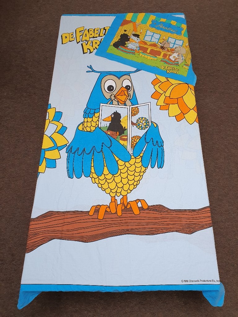 Dekbedovertrek + kussenhoes Fabeltjeskrant (1986) - 1 pers, Gebruikt, Overige kleuren, Jongetje of Meisje, Ophalen of Verzenden