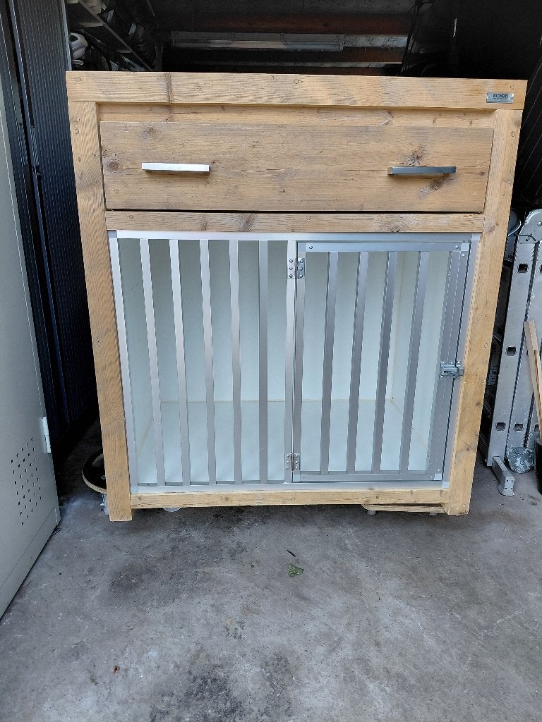 Honden bench/kast met lade (Mooi van Steigerhout), Dieren en Toebehoren, Ophalen, Gebruikt, 100 cm of meer, Hondenhok