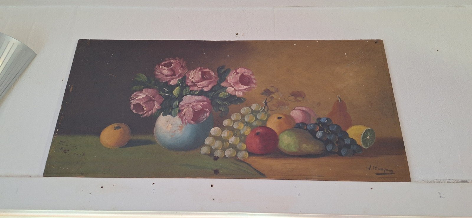 Prachtig stilleven schilderij met bloemen en fruit, Antiek en Kunst, Ophalen