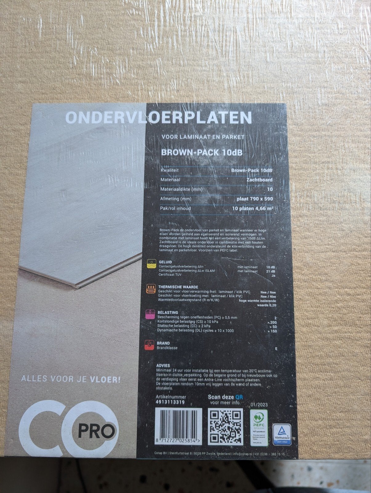30m2 Ondervloerplaten laminaat en parket - Brown-Pack 10dB, Ophalen, 30 cm of meer, 50 tot 150 cm, Overige typen