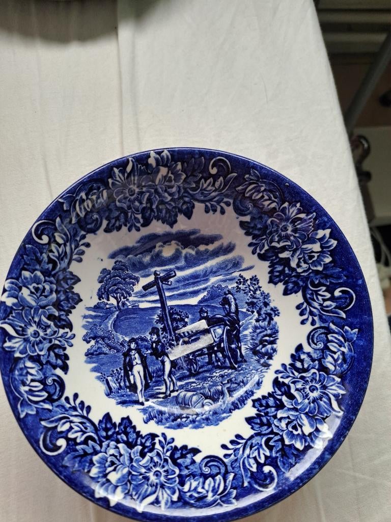Antieke Engelse kom - Dickens Serie - Blauw-wit, Antiek en Kunst, Antiek | Schalen, Ophalen of Verzenden