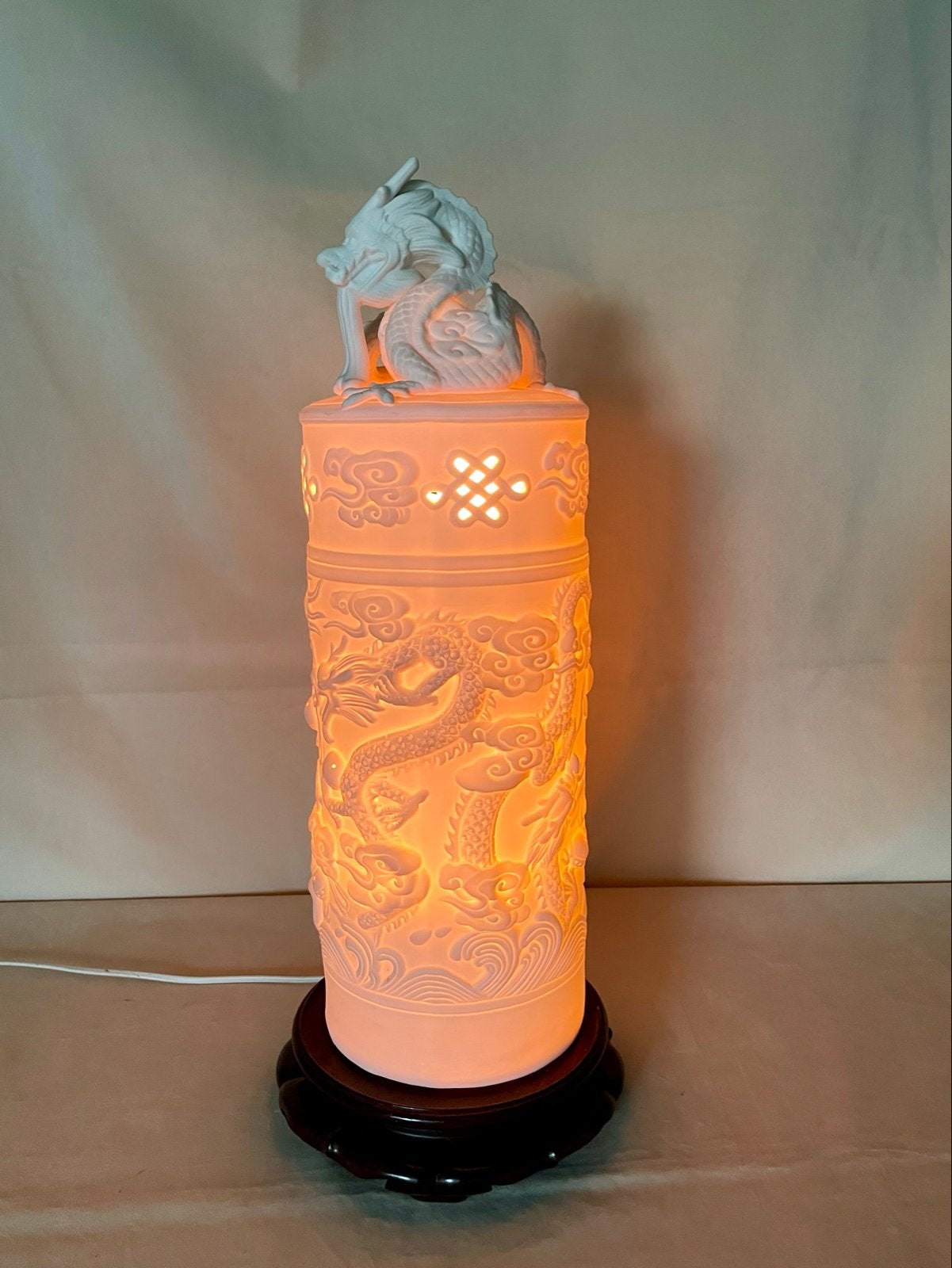 Prachtige Oosterse Drakenlamp - Porselein, Ophalen of Verzenden
