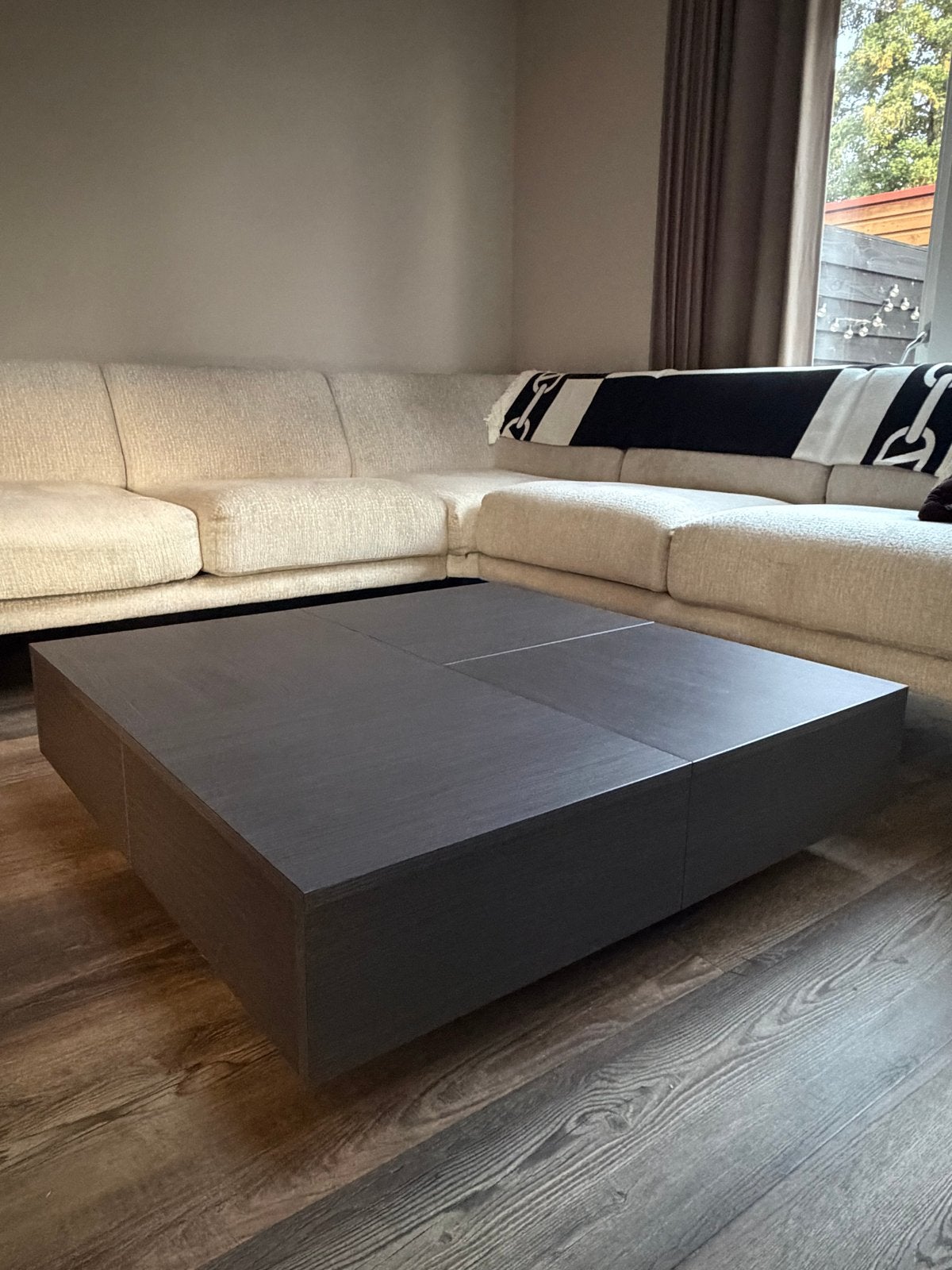 Lazzoni Salontafel met opbergruimte en wieltjes, Ophalen, Gebruikt, 100 tot 150 cm, Vierkant