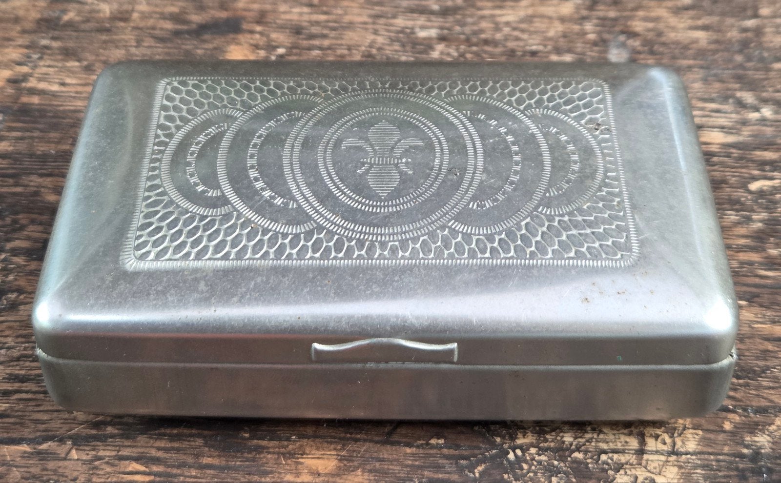 Vintage metalen tabaksblikje / doosje met Franse lelie, Ophalen of Verzenden