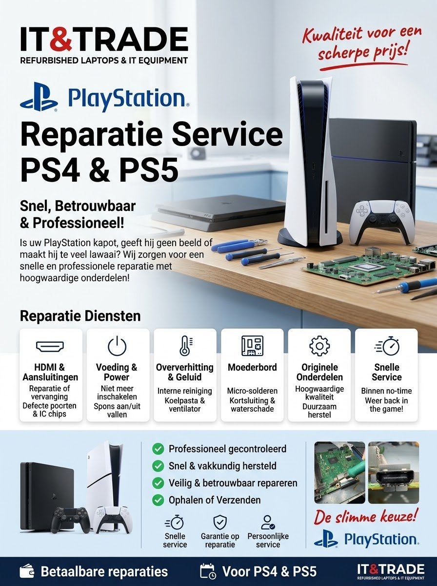PlayStation Reparatie PS4 / PS5 – HDMI, Voeding & Cleaning, EU, Gebruikt, Support@sony.com, 2 spelers