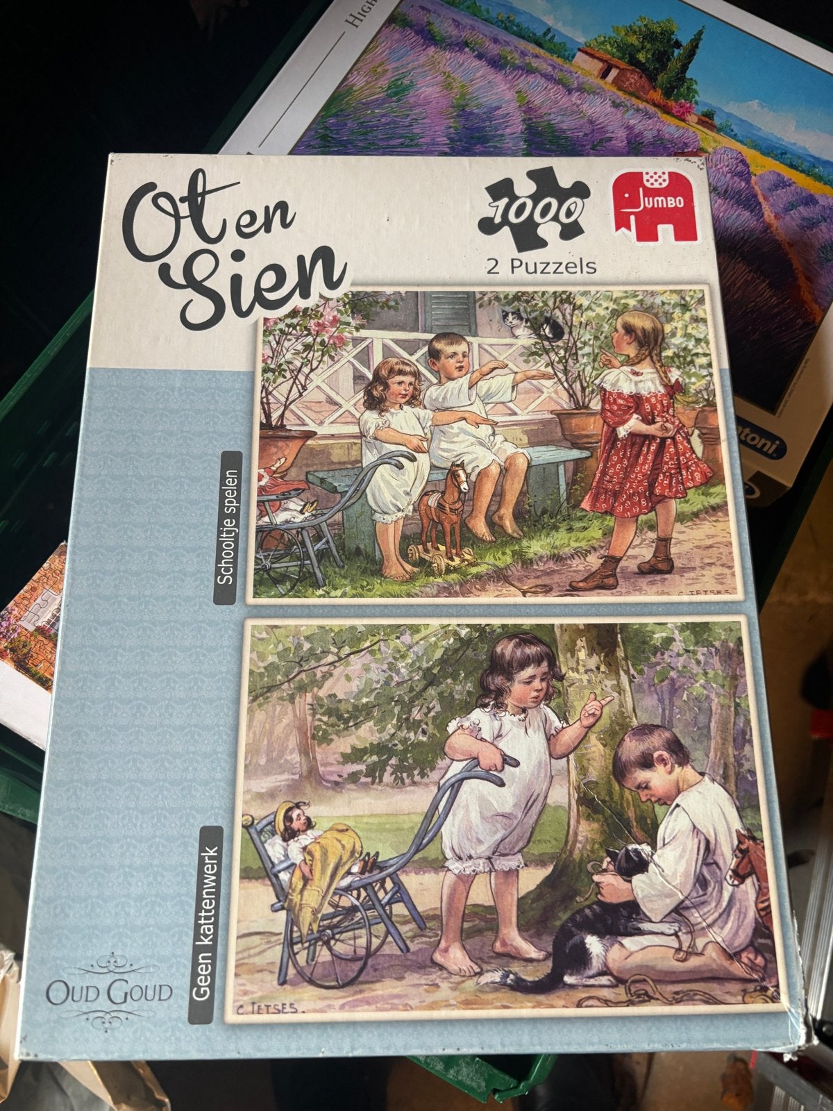 Jumbo Oud Goud Oten Sien 2 Puzzels 1000 stukjes, Ophalen of Verzenden, 500 t/m 1500 stukjes, Gebruikt, Legpuzzel