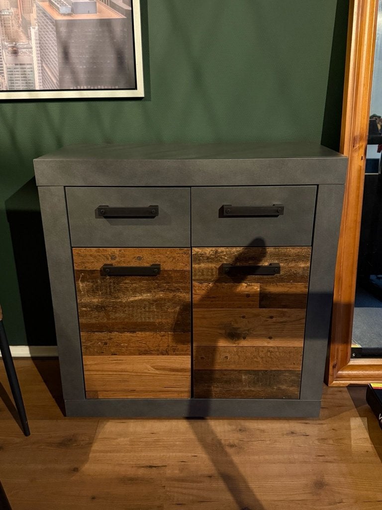 Industrieel dressoir / opbergkast met 2 lades en 2 deuren, Ophalen, Gebruikt, Met deur(en), 50 tot 100 cm