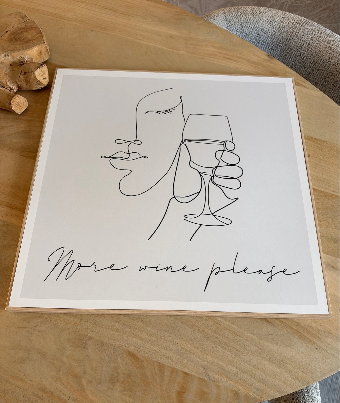Zgan Wanddecoratie 'More wine please' 50x50 cm, Hout, Ophalen of Verzenden, Zo goed als nieuw, Wit
