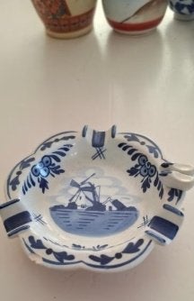 Handgeschilderde Delfts Blauwe Asbak met Molen, Ophalen of Verzenden