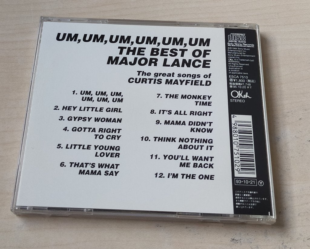 Major Lance Um Um Um Um The Best Of CD Japan Curtis Mayfield, Ophalen of Verzenden, Zo goed als nieuw