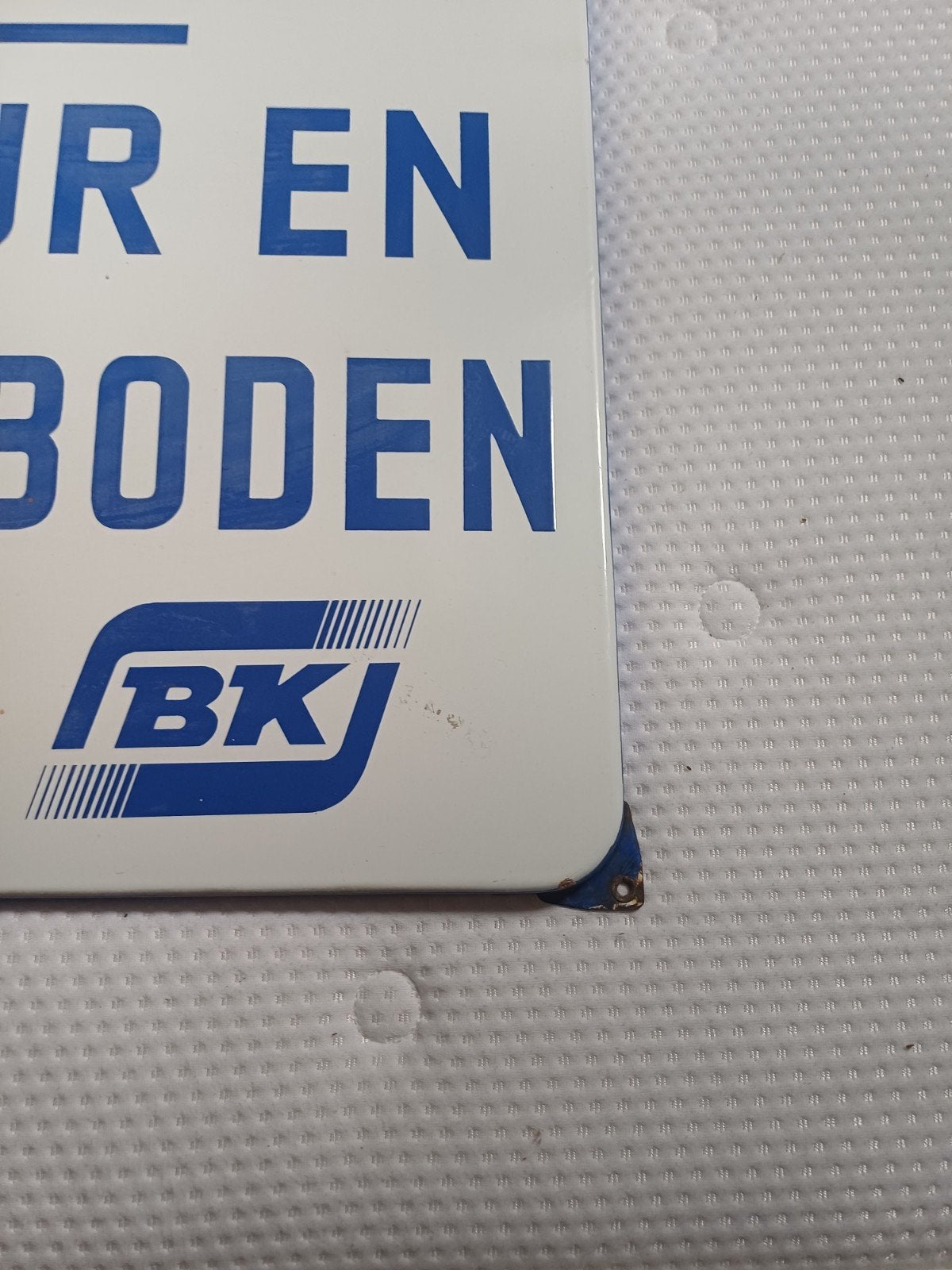 Vintage Emaille Bord "Open Vuur en Roken Verboden" BK, Verzamelen, Ophalen of Verzenden, Gebruikt