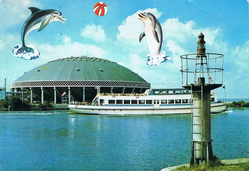 Harderwijk, Dolfinarium met rondvaartboot rond 1980, Verzenden, 1960 tot 1980, Gelopen, Gelderland