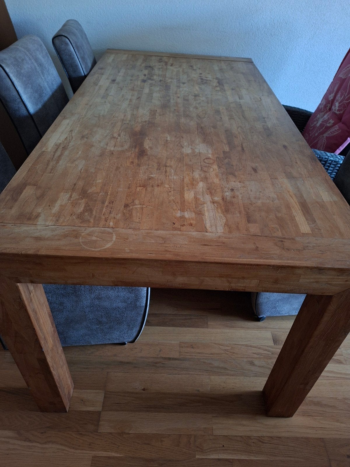 Robuuste houten eettafel - Gebruikt, Huis en Inrichting, Tafels | Eettafels, Ophalen, Gebruikt, 50 tot 100 cm, Vijf personen of meer