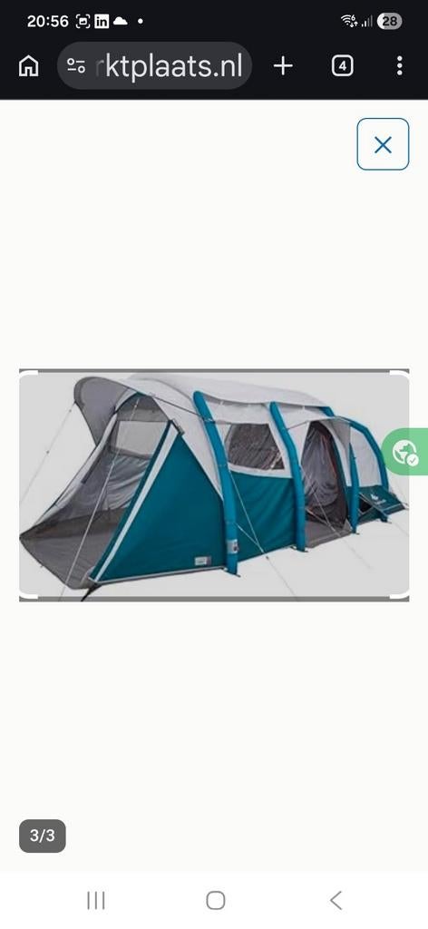 Quechua Air Seconds 6.1 Fresh & Black opblaasbare tent, Caravans en Kamperen, Tenten, Ophalen, Gebruikt, Tot en met 6