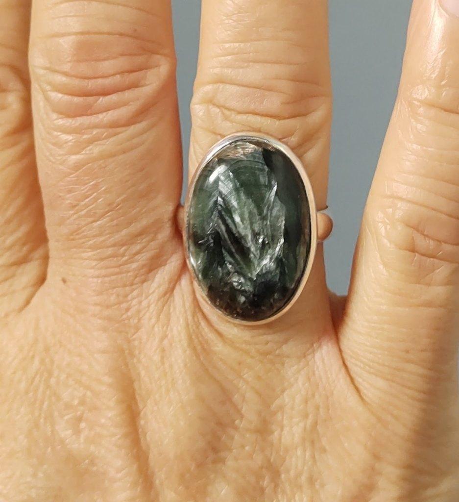 zilveren ring met natuurlijke Serafiniet steen zilver 925, Sieraden, Tassen en Uiterlijk, O.T., Nieuw, Ophalen of Verzenden, Orientaltemptation@hotmail.com