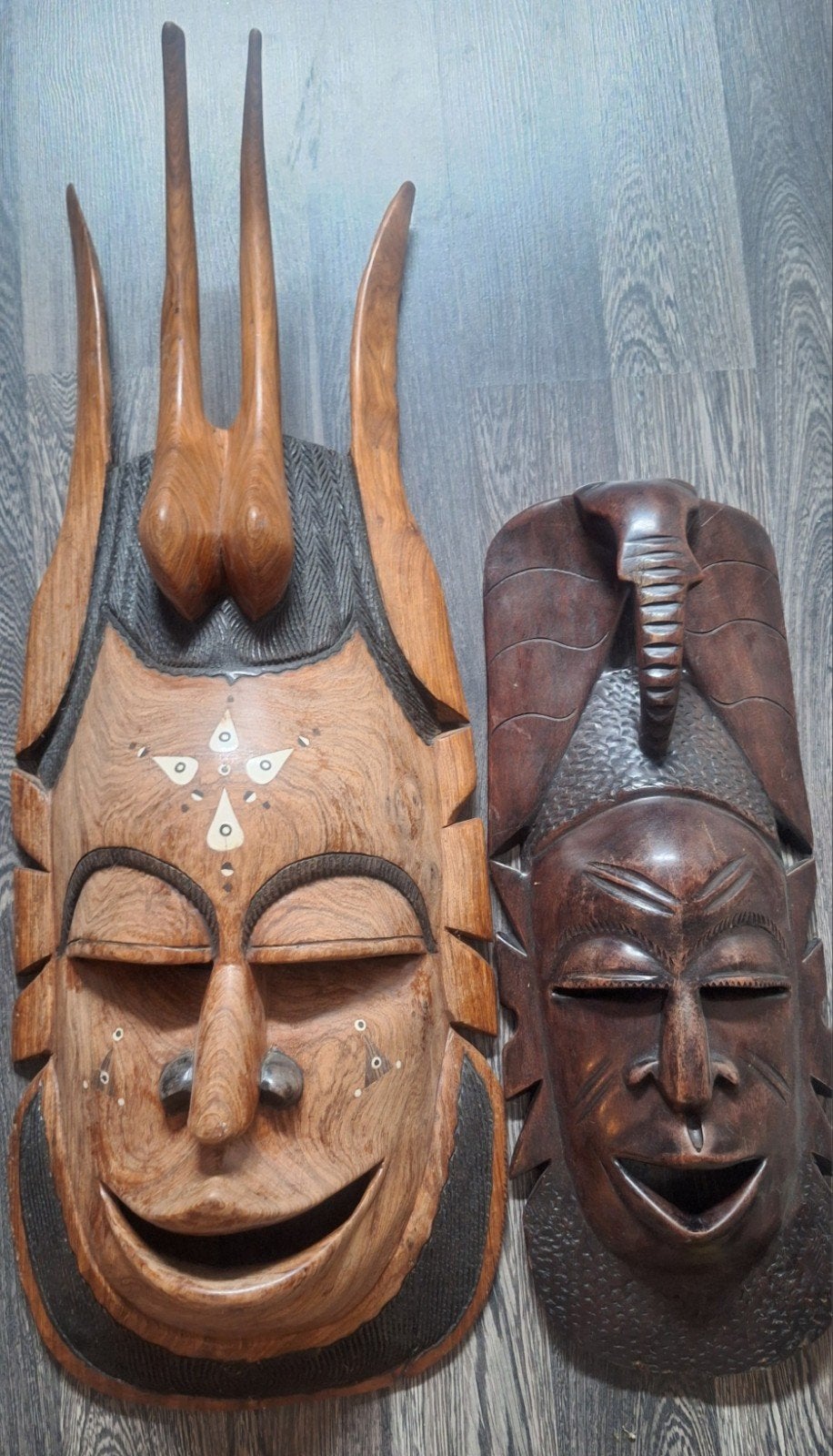 Maskers hout decoratie, Ophalen, Houtsnijwerk, Hout